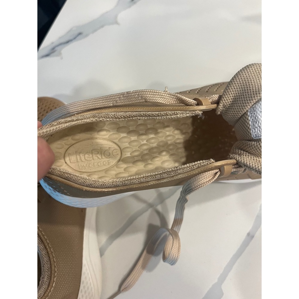 Crocs LiteRide Pacer Gold Metallic Sneakers Women 10 Comfort Lace Up Lightweight - Picture 7 of 9